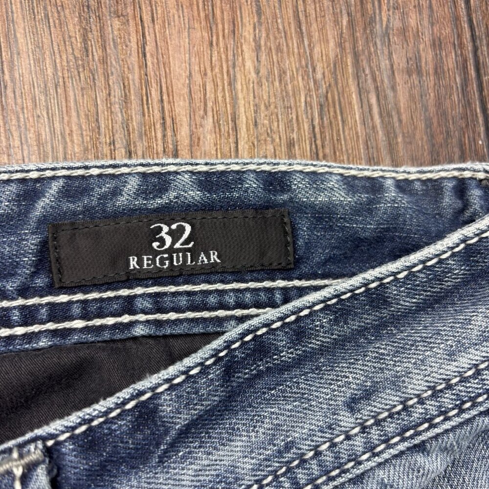 Affliction Cooper Bootcut Jeans Embroidered Western Destroyed Light Wash Size 32 - Picture 7 of 13